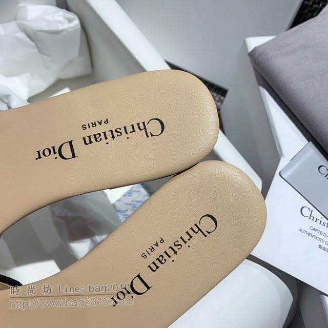 DIOR女鞋 迪奧2021專櫃新款磨砂新大底涼拖 Dior一字型刺繡平拖  naq1492